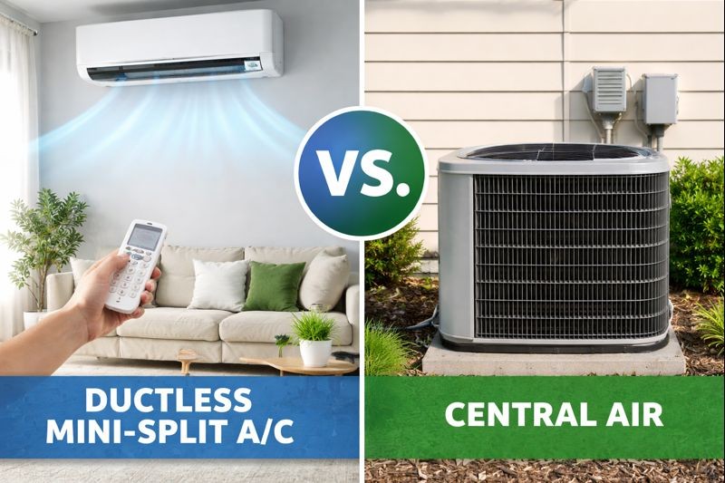 Ductless Mini-Split A/C vs. Central Air